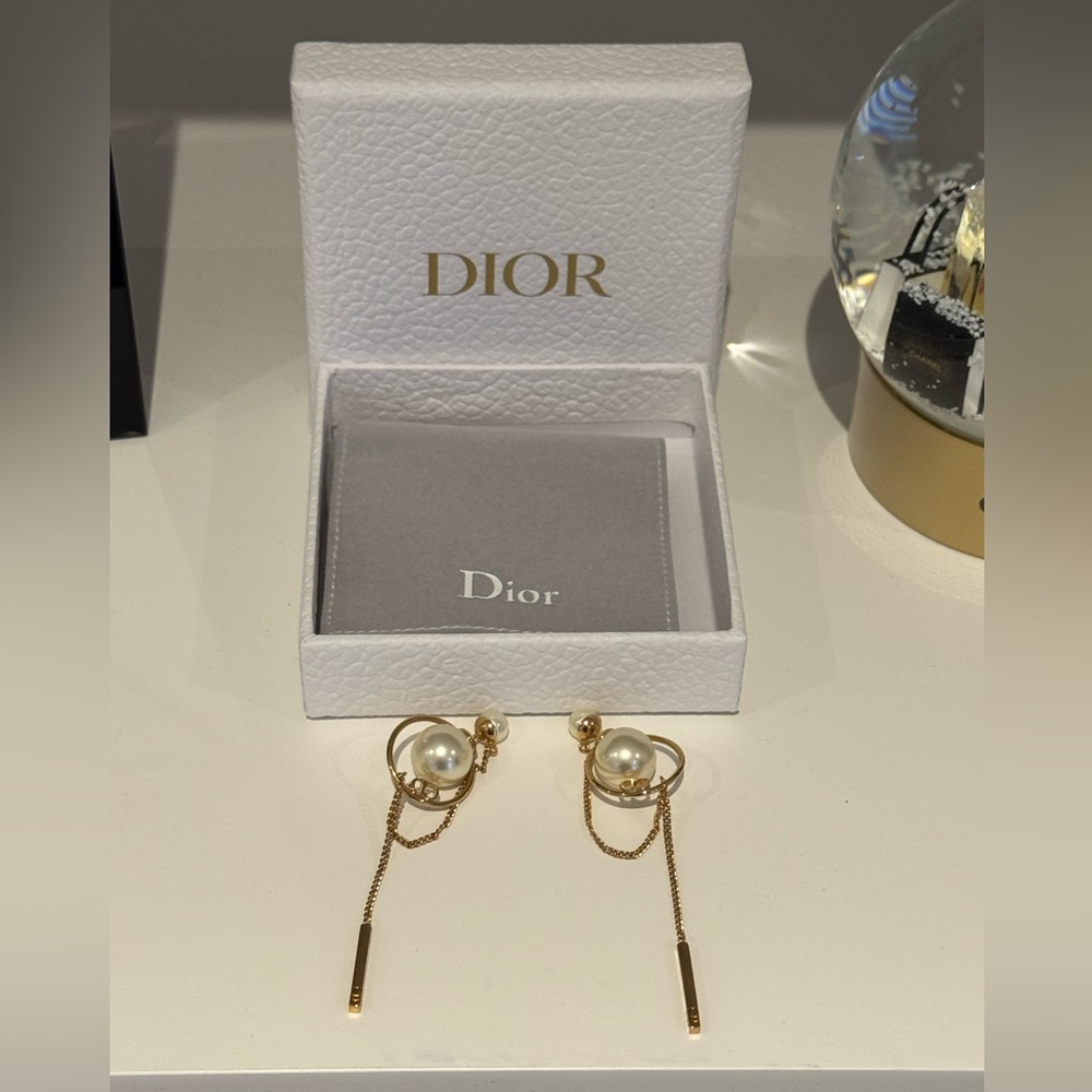 Christian Dior Faux Pearl Tribales Drop Earrings